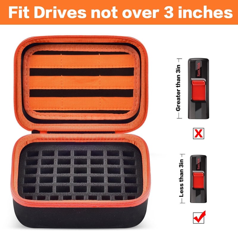 Comecase USB Flash Drive Case, Thumb Drive, Memory Card SD SDXC SDHC Card Holder Organizer, Electronic Accessories Storage Bag for SanDisk/SamData/Samsung/TOPESEL/PNY (Orange Inside, Large) - Image 3